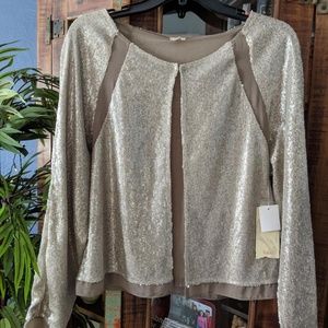 NEW Shimmery gold baseball jacket with tags